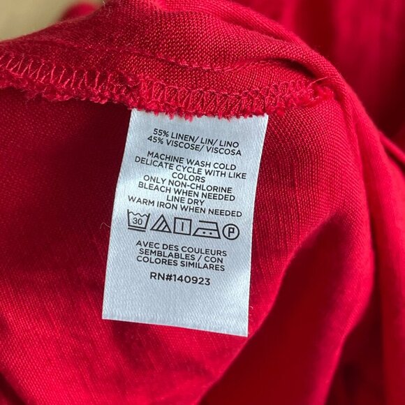 NEW Loft Linen-Blend Red Button Front Dress - Size 14 - Picture 9 of 9